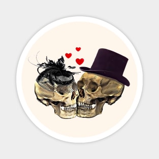 Vintage Lovers skeletons, lovers, cool skulls, bones, romance skull Magnet